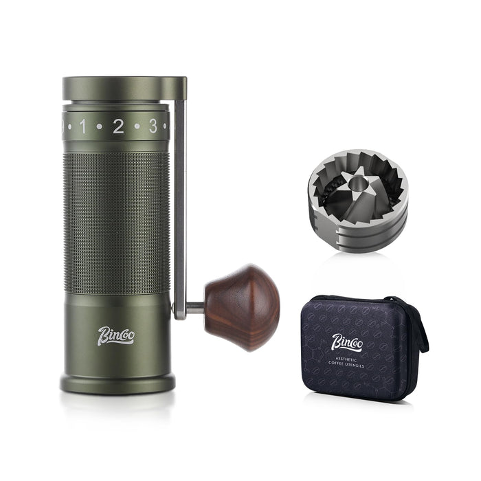Bincoo Portable Manual Coffee Grinder with Foldable Handle and Steel Burrs