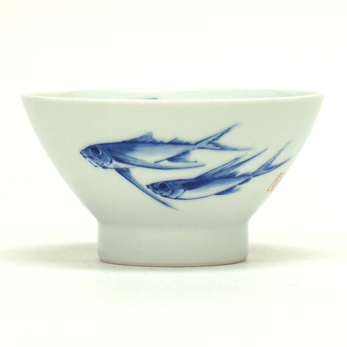 HAMATO Hasami Ware 12cm Rice Bowl with Fish Design Made in Japan