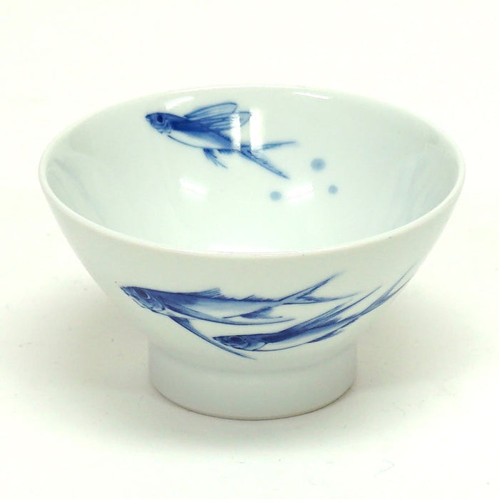 HAMATO Hasami Ware 12cm Rice Bowl with Fish Design Made in Japan