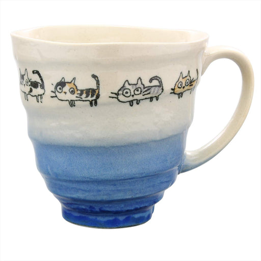 Ichikyu Mino Ware Lightweight Dragon Cat Blue Mug 10cm 132-1639-Kiichin - The #1 Place for Japanese Goods in Your Hand!