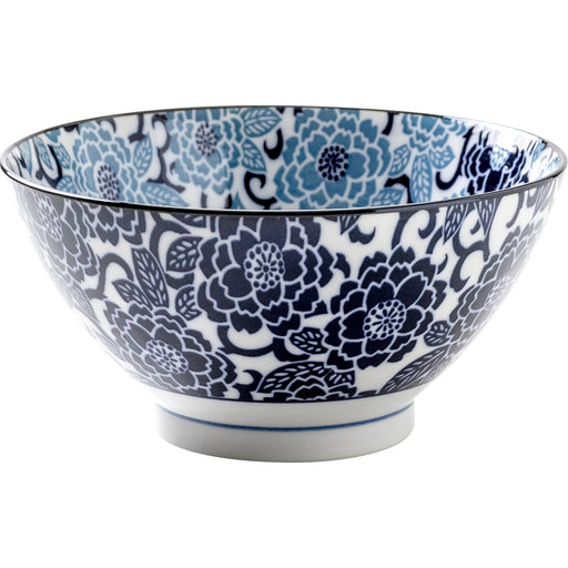 Minoru Pottery Navy Blue Winter Peony Bowl 60cm - Elegant Home Decor-Kiichin - The #1 Place for Japanese Goods in Your Hand!