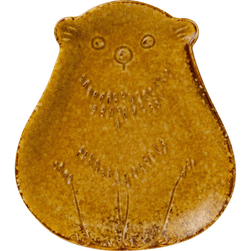 Minoru Pottery Mino Ware Metsa Bear 115 Plate Brown Mustard-Kiichin - The #1 Place for Japanese Goods in Your Hand!