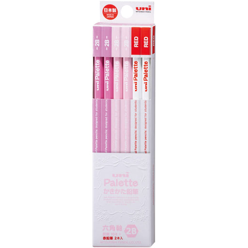 Mitsubishi Pencil Unipalette 2B Drawing Pencil Pastel Pink with Red Pack of 12-Kiichin - The #1 Place for Japanese Goods in Your Hand!