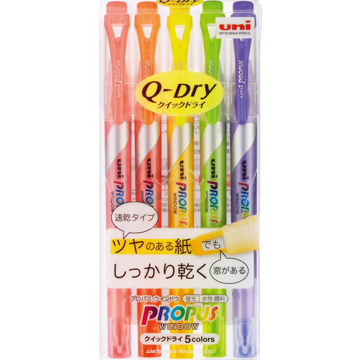 Mitsubishi Pencil Propass Window Quick Dry Highlighter 5 Colors Set-Kiichin - The #1 Place for Japanese Goods in Your Hand!