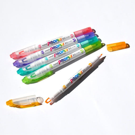 Mitsubishi Pencil Soft Color Highlighter with Window Propass - 5 Color Set-Kiichin - The #1 Place for Japanese Goods in Your Hand!