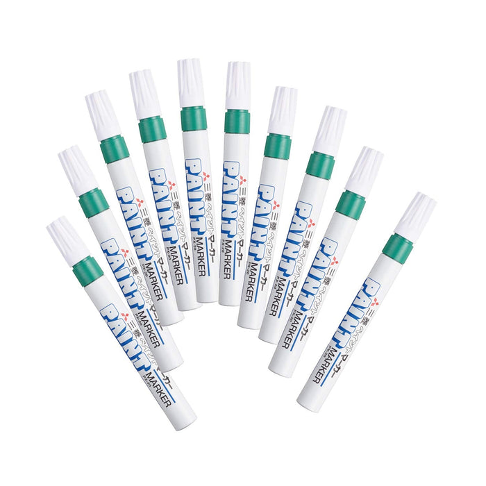 Mitsubishi Pencil Medium Point Green Paint Marker Set of 10 Pieces-Kiichin - The #1 Place for Japanese Goods in Your Hand!