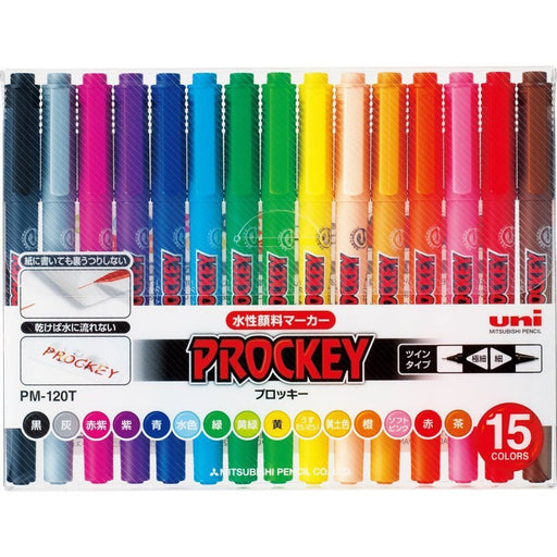 Mitsubishi Pencil Procky Twin Water-Based Pen Extra Fine 15 Colors-Kiichin - The #1 Place for Japanese Goods in Your Hand!