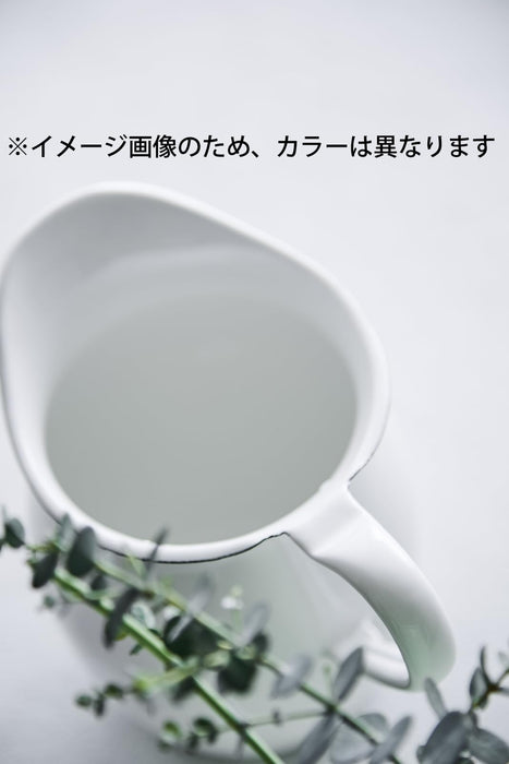 Noda Horo Enamel Pitcher 2.7L White Navy Rim Heat Resistant Made in Japan