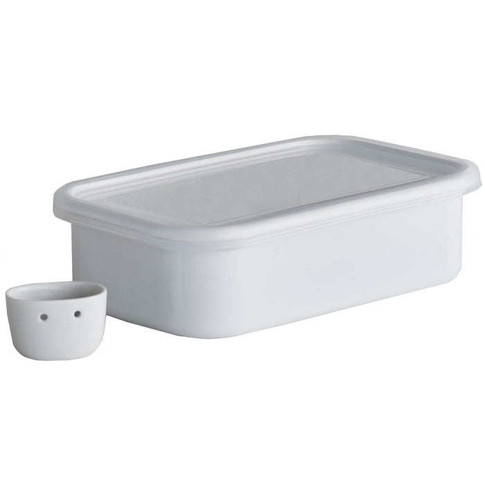 Noda Horo Rice Bran Pickle Komachi Fridge Storage Container with Lid White