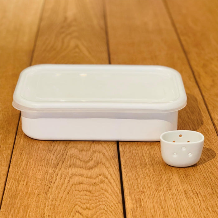 Noda Horo Rice Bran Pickle Komachi Fridge Storage Container with Lid White