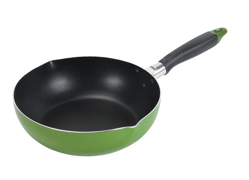 Pearl Metal Waco Deep Frying Pan 24cm Green IH Compatible Fluorine Coating-Kiichin - The #1 Place for Japanese Goods in Your Hand!