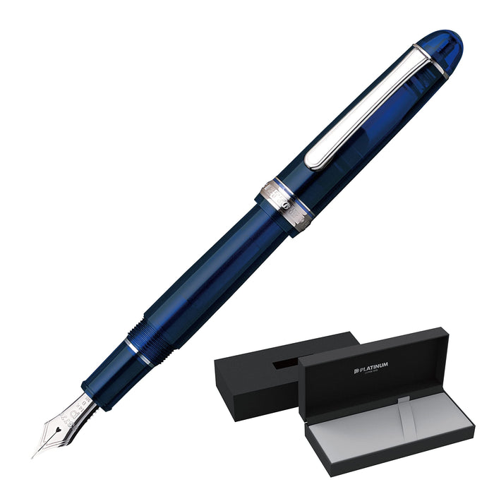 Platinum Fountain Pen #3776 Bold Century Rhodium Chartres Blue Model Pnb-18000Cr-Kiichin - The #1 Place for Japanese Goods in Your Hand!