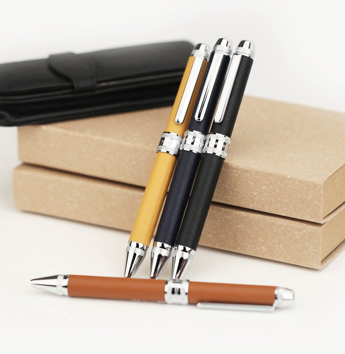 Platinum Fountain Pen Multifunctional Double Action Black Cow Leather Wrapped MWBL-3000#1-Kiichin - The #1 Place for Japanese Goods in Your Hand!