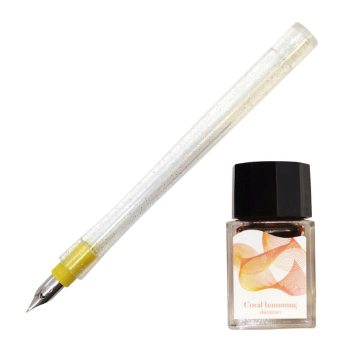 Sailor Fountain Pen Set with Dip Ink 10ml and Hocoro Brush Character - Coral Humming Shimmer 10-0250-701-Kiichin - The #1 Place for Japanese Goods in Your Hand!