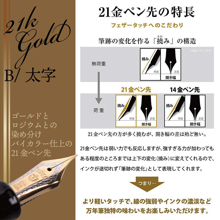 Sailor Professional Gear Gold Bold Black Fountain Pen Model 11-2036-620-Kiichin - The #1 Place for Japanese Goods in Your Hand!