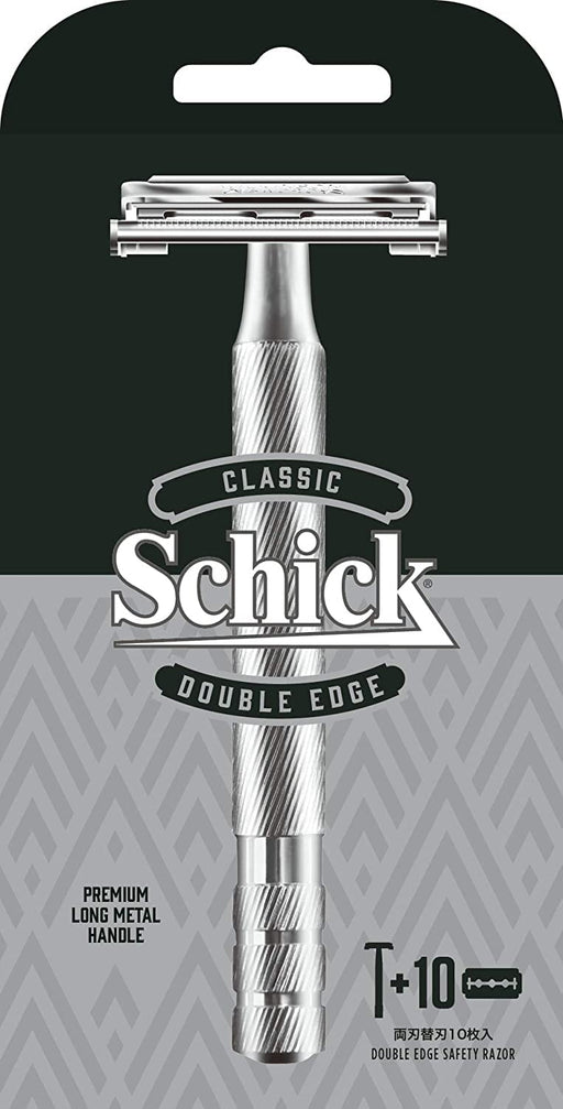 Schick Classic Silver Double Edge Shaving Razor with 10 Extra Blades-Kiichin - The #1 Place for Japanese Goods in Your Hand!