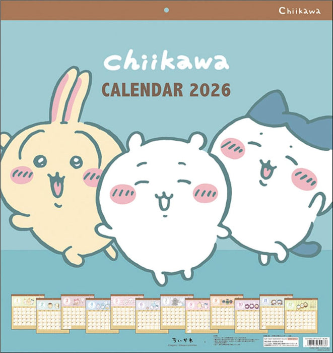 Sun-Star Stationery Chiikawa 2026 Wall Calendar 45x42cm CL-072