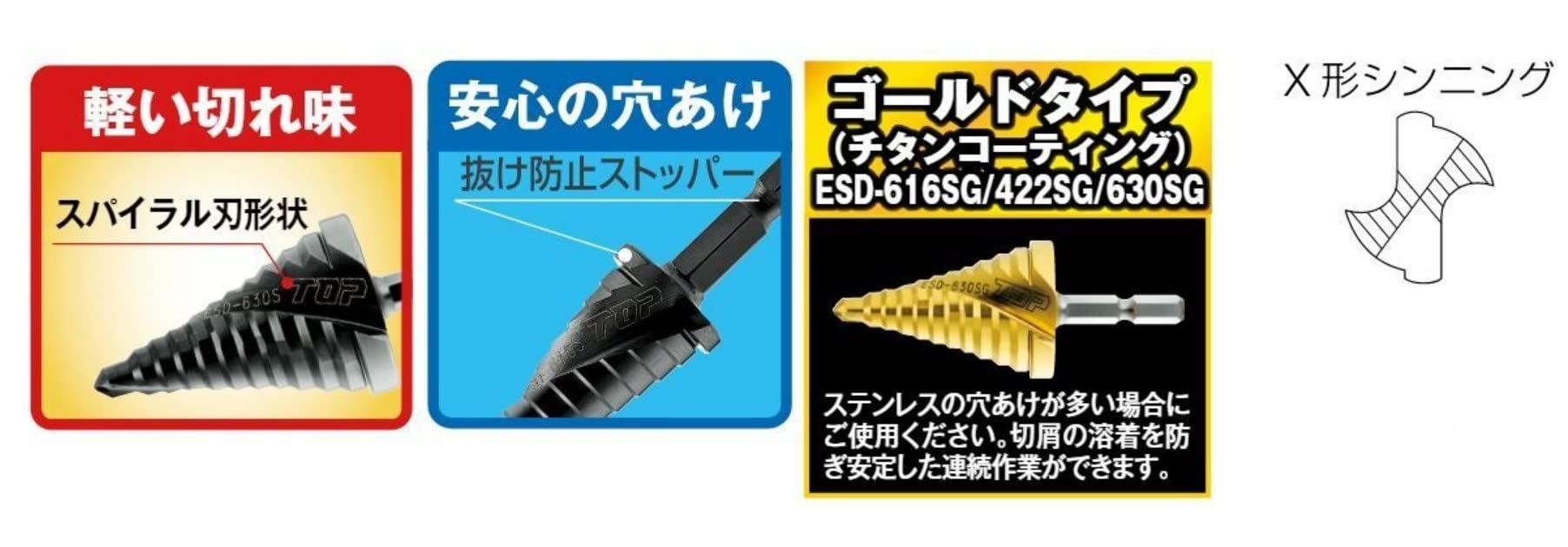 Top Kogyo Electric Drill 6-16mm Titanium Hex Shank Step Drill Made in Japan-Kiichin - The #1 Place for Japanese Goods in Your Hand!