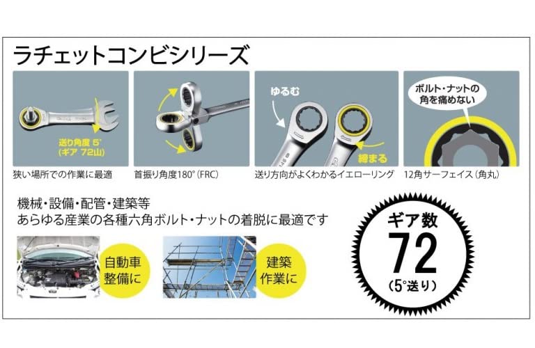 Top Kogyo 24mm Swivel Ratchet Combination Wrench 180° Rotation 5° Feed Angle-Kiichin - The #1 Place for Japanese Goods in Your Hand!