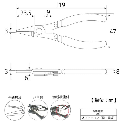 Top Kogyo Mini Radio Pliers 3mm Tip Stainless Steel Precision Repair-Kiichin - The #1 Place for Japanese Goods in Your Hand!