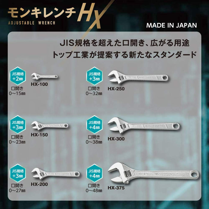Top Kogyo Monkey Wrench HX-200-H 0-27mm Forged Heat Treated Japan Made-Kiichin - The #1 Place for Japanese Goods in Your Hand!