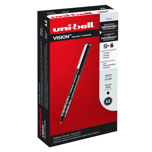 Mitsubishi Pencil Uni-Ball Vision Micro Black Ink Waterproof Rollerball Pen Pack of 12-Kiichin - The #1 Place for Japanese Goods in Your Hand!
