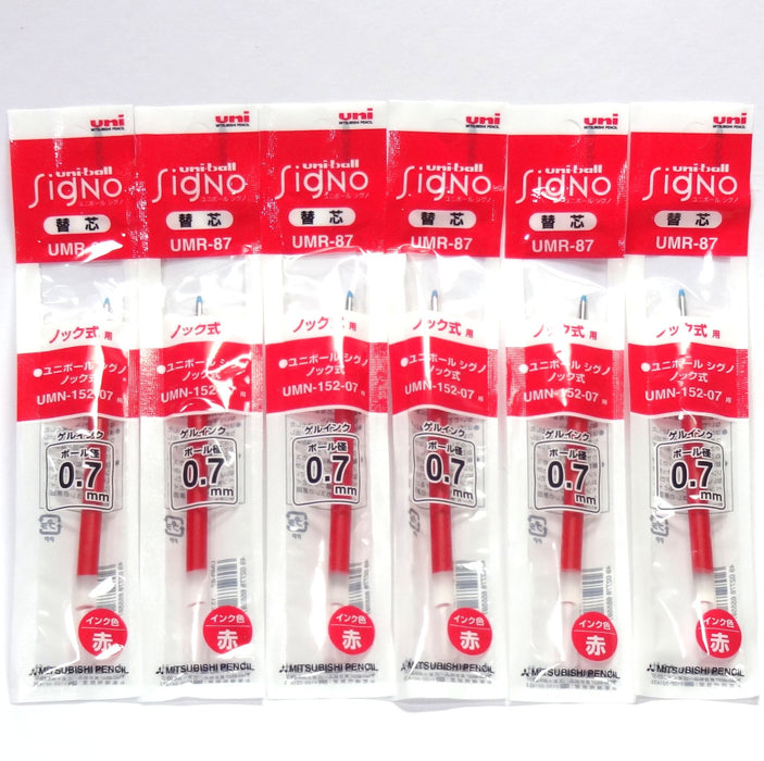 Mitsubishi Pencil Uni-Ball Red Ink Refill 0.7mm for Signo 207 6-Pack-Kiichin - The #1 Place for Japanese Goods in Your Hand!