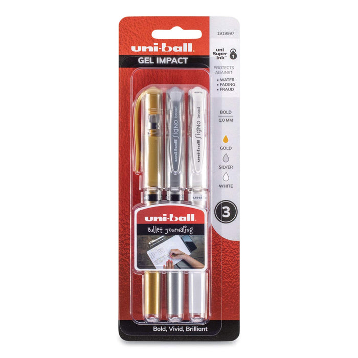 Mitsubishi Pencil Uni-Ball Signo UM-153 Bold Gel Rollerball Pens 3 Pieces - Gold Silver White-Kiichin - The #1 Place for Japanese Goods in Your Hand!