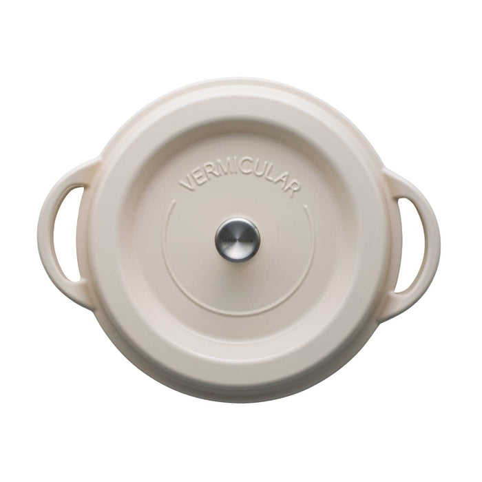 Vermicular 26cm Cast Iron Enamel Pot Natural Beige Waterless Cooking with Recipes