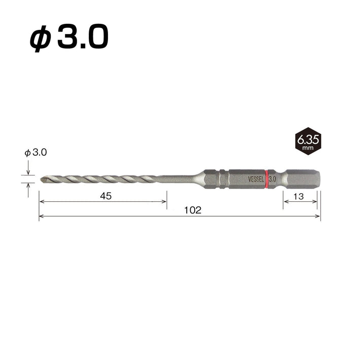 Vessel 3.0mm ACD-3.0 Cushioned Concrete Drill Bit for Precision Drilling-Kiichin - The #1 Place for Japanese Goods in Your Hand!