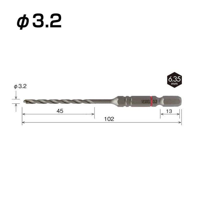 Vessel 3.2mm Concrete Cushion Drill Bit - ACD-3.2 Vessel for Efficient Drilling-Kiichin - The #1 Place for Japanese Goods in Your Hand!