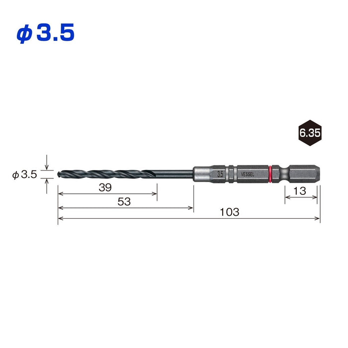 Vessel 3-Piece Ironwork Cushion Drill Bit Set AMD3S-3.5 3.5mm Size-Kiichin - The #1 Place for Japanese Goods in Your Hand!