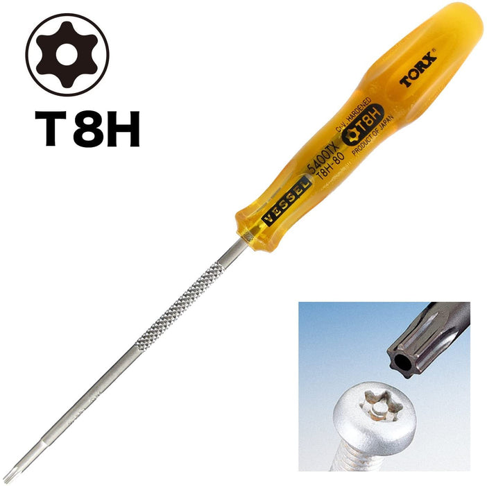 Vessel Torx T8Hx80 Power Grip Screwdriver - Tamper-Proof 5400Tx Vessel-Kiichin - The #1 Place for Japanese Goods in Your Hand!