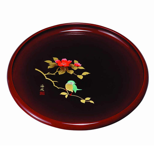 Yamaya Lacquerware Shop 30cm Round Tray Tama-Nuri Gold Maki-E Mori-E Design-Kiichin - The #1 Place for Japanese Goods in Your Hand!