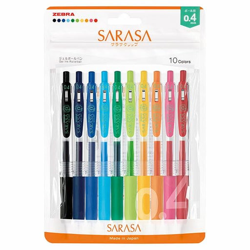Zebra Gel Ballpoint Sarasa Clip 0.4mm 10-Color Set - Smooth Writing Pens-Kiichin - The #1 Place for Japanese Goods in Your Hand!