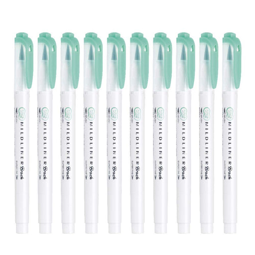 Zebra Mild Liner Brush Highlighter in Mild Blue Green Pack of 10-Kiichin - The #1 Place for Japanese Goods in Your Hand!