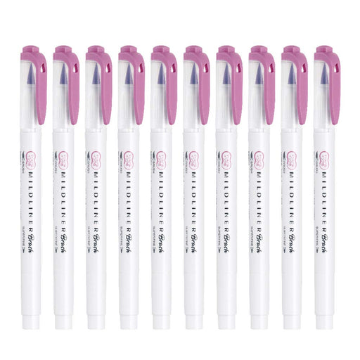 Zebra Mild Magenta Brush Highlighter Pen 10 Pieces - Mild Liner B-Wft8-Mmz-Kiichin - The #1 Place for Japanese Goods in Your Hand!