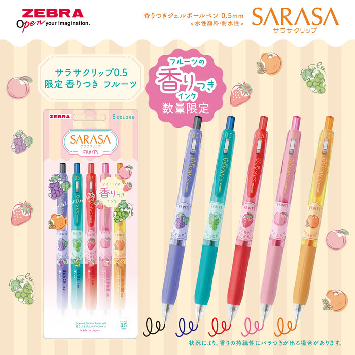 Zebra Sarasa Clip 0.5mm Scented Gel Pen 5-Color Set Fruit Theme-Kiichin - The #1 Place for Japanese Goods in Your Hand!