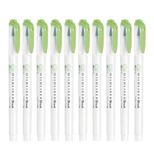 Zebra Mild Liner Brush Highlighter Set - Mild Green Pack of 10-Kiichin - The #1 Place for Japanese Goods in Your Hand!