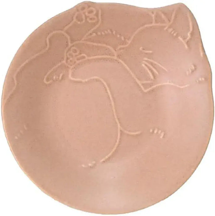 Ippinsha Miau Cat Cake Plate Apricot Ceramic Durable Design