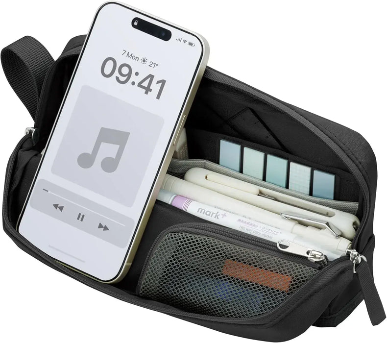 Kokuyo Large Capacity Pencil Case Tool Pen Organizer Kabako - Black - 4901480407425