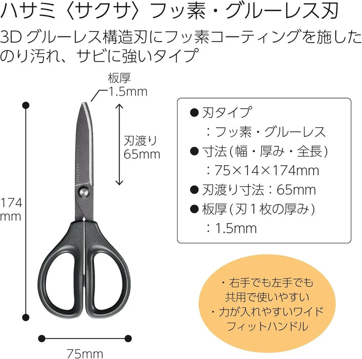 Kokuyo Saxa Fluorine Glueless Blade Scissors