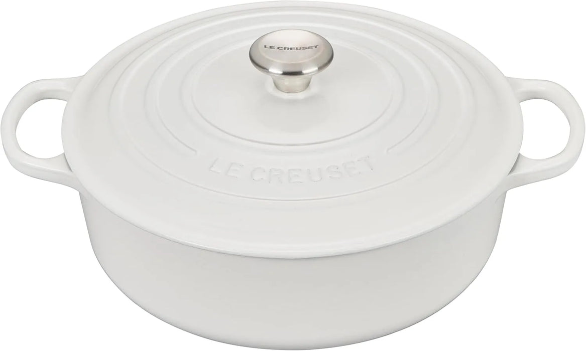 Le Creuset Signature Enameled Cast Iron Wide Round Dutch Oven 6.75 Qt White Le Creuset
