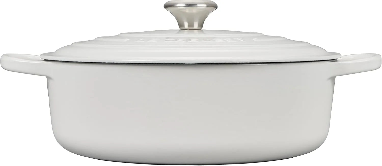 Le Creuset Signature Enameled Cast Iron Wide Round Dutch Oven 6.75 Qt White Le Creuset