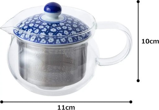 Saikai Pottery Hasami Ware Glass Pot with Stainless Steel Tea Strainer