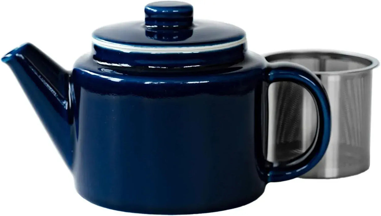 Saikai Pottery Hasami Ware Teapot with Stainless Steel Tea Strainer - Navy - 4965451138732