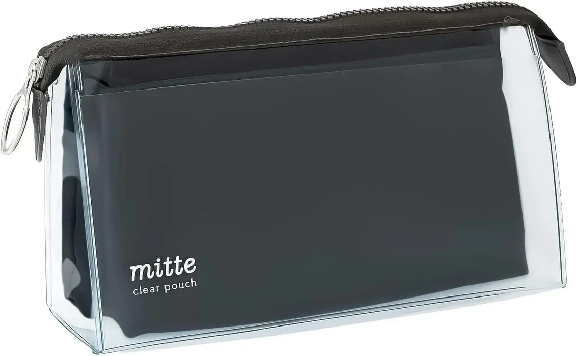 Sun-Star Stationery Pen Case Clear Pouch Flat Design - Light Black Gusset - 4901770650319