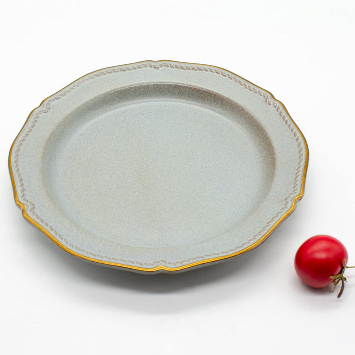 Aito Seisakusho Stitch Plate Dish M Gray Mino Ware Japan 20cm-Kiichin - The #1 Place for Japanese Goods in Your Hand!
