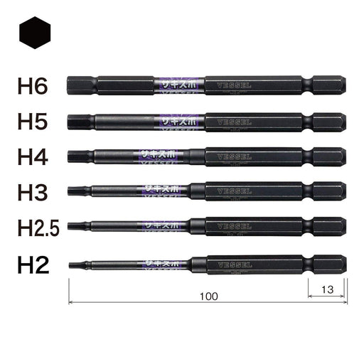 Vessel SS16H-6Psa Hex Driver Bit Set 6pcs w/ Holder-Kiichin - The #1 Place for Japanese Goods in Your Hand!