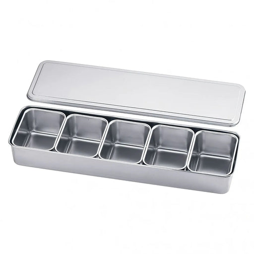 Compact 5-Compartment Stainless Steel Yakumi Seasoning Container by Clover-Kiichin - The #1 Place for Japanese Goods in Your Hand!